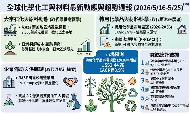 全球化學化工與材料最新動態與趨勢雙週報（2026/5/16-25）