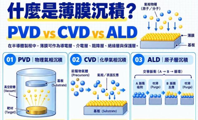 什麼是薄膜沉積?一次看懂 PVD、CVD、ALD!